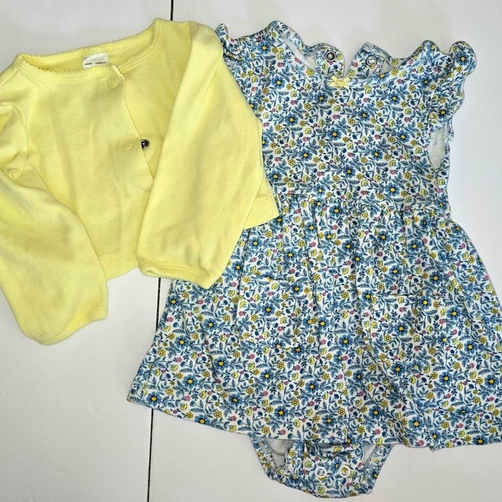 Carter's Baby Girl Dress and Top Set in Yellow and Blue Size 9 months